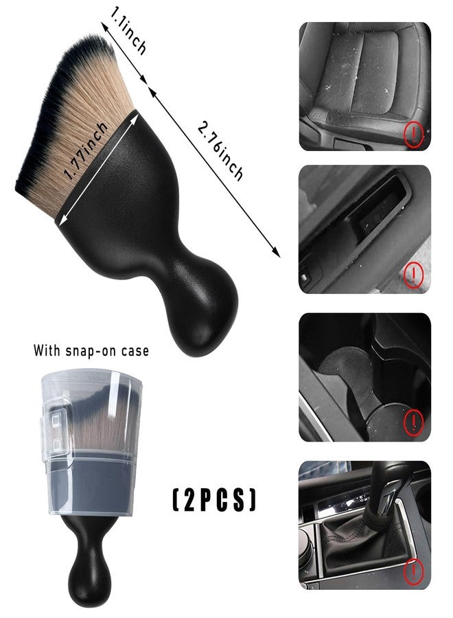 Dickno 2PCS Car Interior Dust Brush, Soft Scratch Free Auto Detailing Brushes, Universal Vehicle Interior Cleaning Tool for Automotive Dashboard, Air Vents, Leather (Brown & Black) - Image 2
